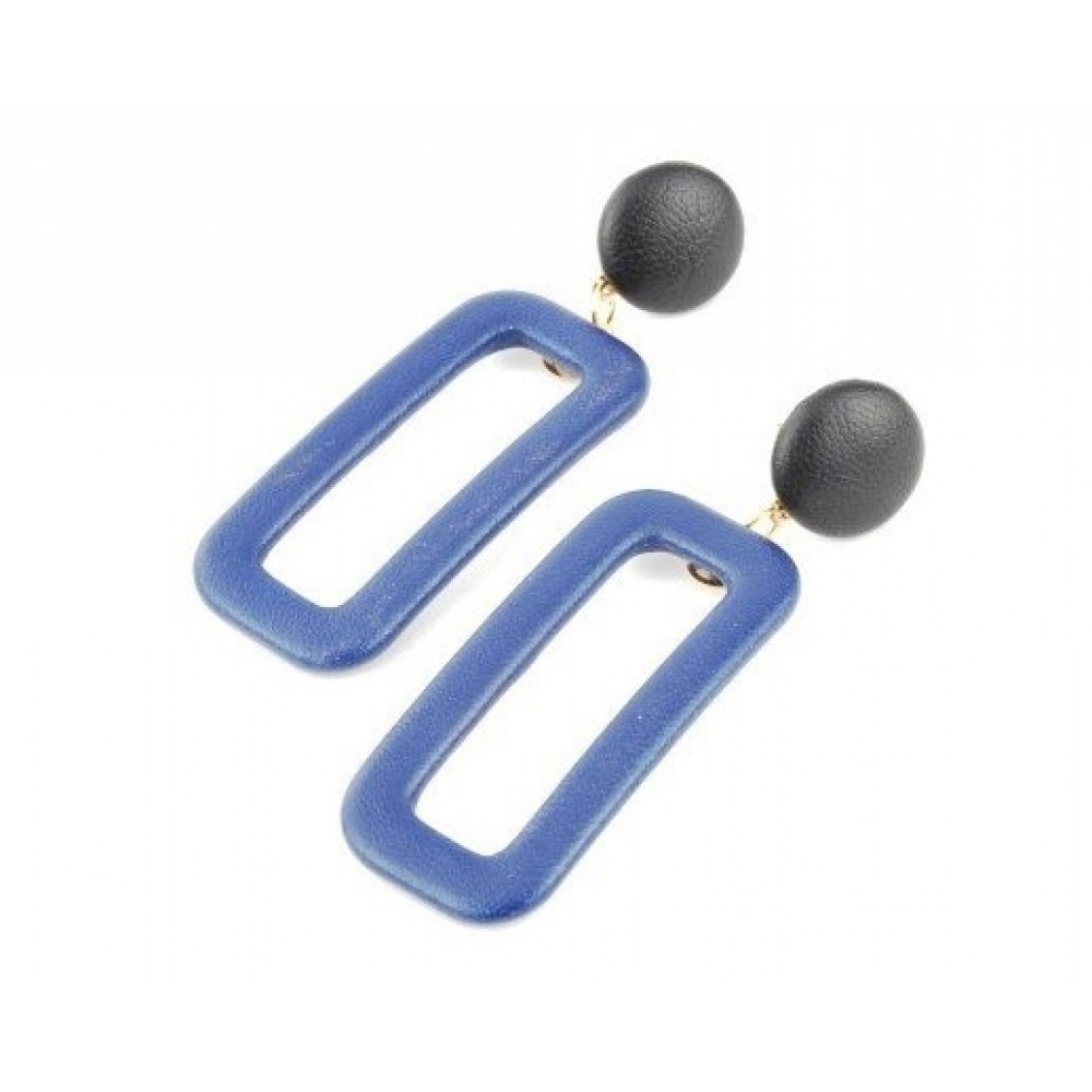 Серьги синие из экокожи, длина 6,5см СГ3180-1 Киев - изображение 1