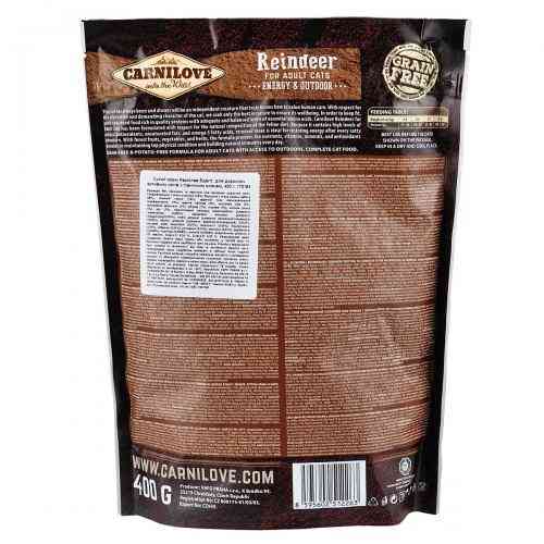 Корм сухий Carnilove Cat Energy and Outdoor для дорослих активних котів з північним оленем 400 г Київ