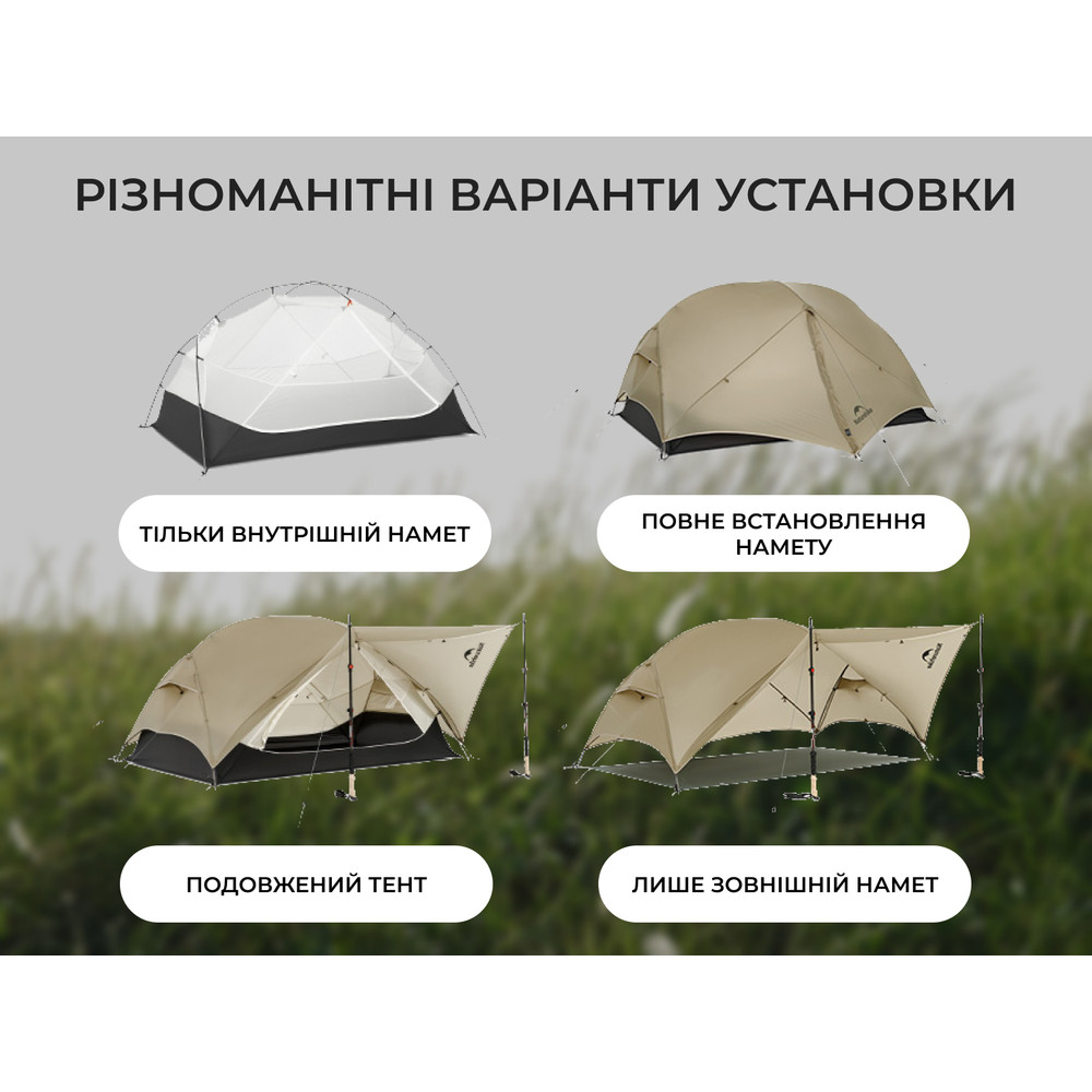 Намет двомісний ультралегкий Naturehike Mongar UL CNK2550WS016, коричневий Киев - изображение 13