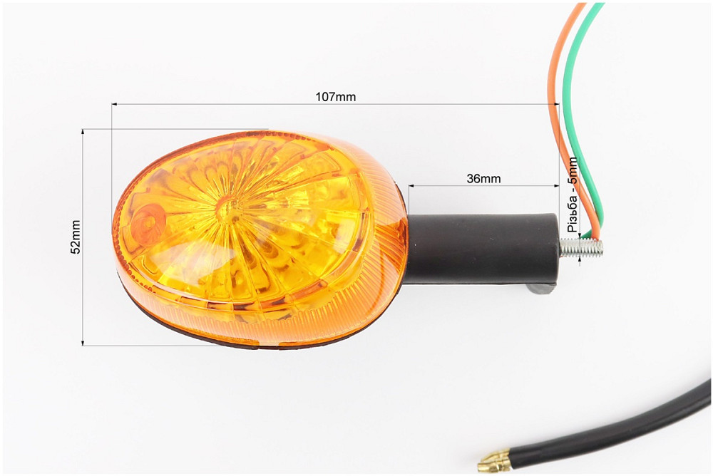 Поворот "ОВАЛ" середній чорний, помаранчеве скло Київ - фото 3