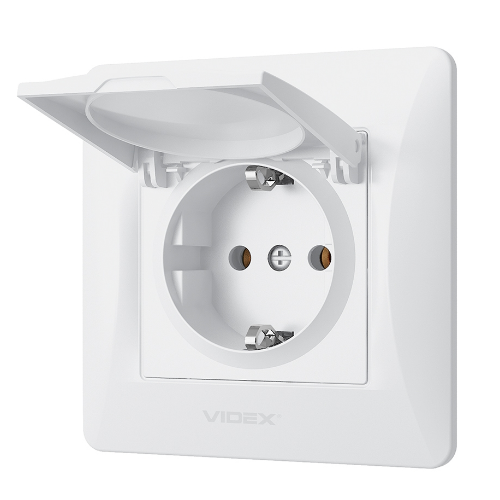 BINERA білий Розетка внутрішня 1-а із заземленням з кришкою Videx Житомир - изображение 4