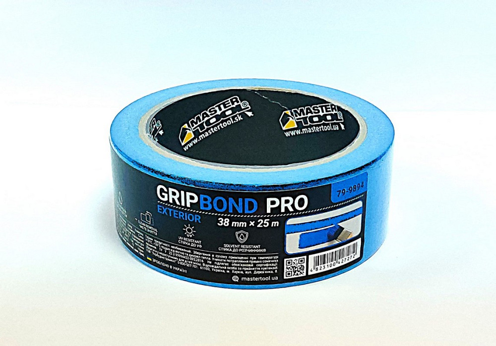 MASTERTOOL Стрічка малярна для фасадних робіт MASTERTOOL GripBond Pro Exterior 38 мм×25 м синя Коломия - фото 1