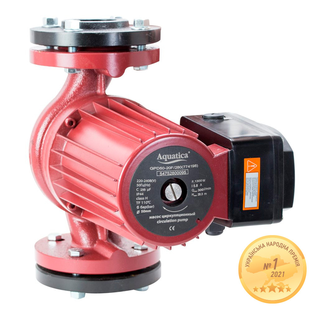 Aquatica Насос циркуляционный фланцевый 1.3кВт Hmax 20.3м Qmax 300л/мин DN50 280мм + присоедини Київ - фото 1