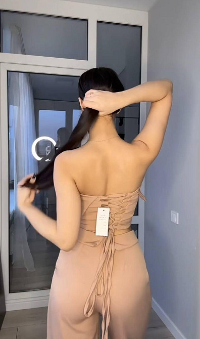 Жіночий стильний брючний костюм-двійка: топ і штани костюмка Беж, 42/44 Одеса - фото 2