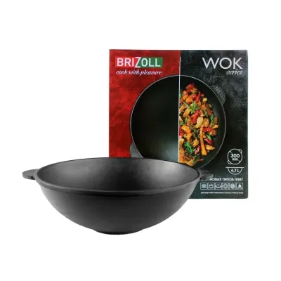 Сковорода Brizoll чавунна WOK 4,7 л 300х103 мм (W30) Винница