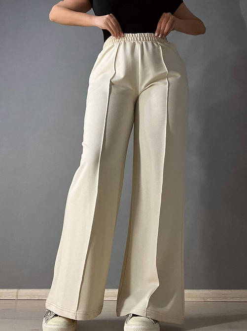 Брюки женские MY CITY 8286 палаццо-клеш с высокой посадкой молочные, молочний, L Киев - изображение 7