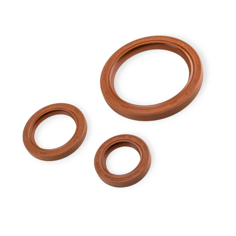 Сальник ЗАЗ 1102 Таврия (к-кт 3 шт) FPM обрезиненный красный КРТ коленвала Мукачево - изображение 1