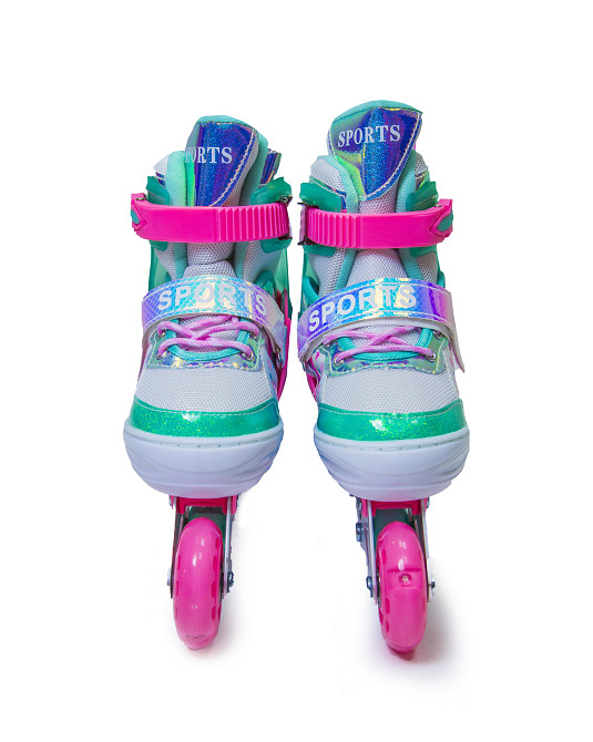 Дитячі розсувні ролики Русалочка Scale Sports бірюзові, розмір 34-38. Усі колеса світяться Одеса - фото 3