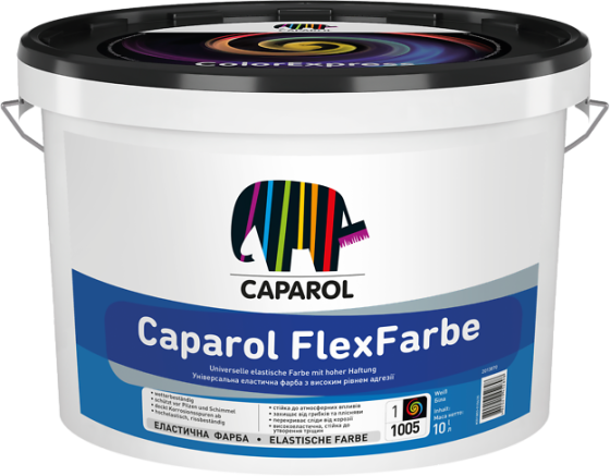 Універсальна гумова атмосферостійка фарба Caparol FlexFarbe мат 10 л + малярна стрічка BEOROL 33 м + валик Beorol 25 см Киев