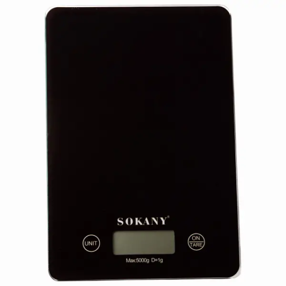 Ваги для кухні Sokany до 5 кг електронні на батарейках Чорні Lugi SK-19027B Коломия