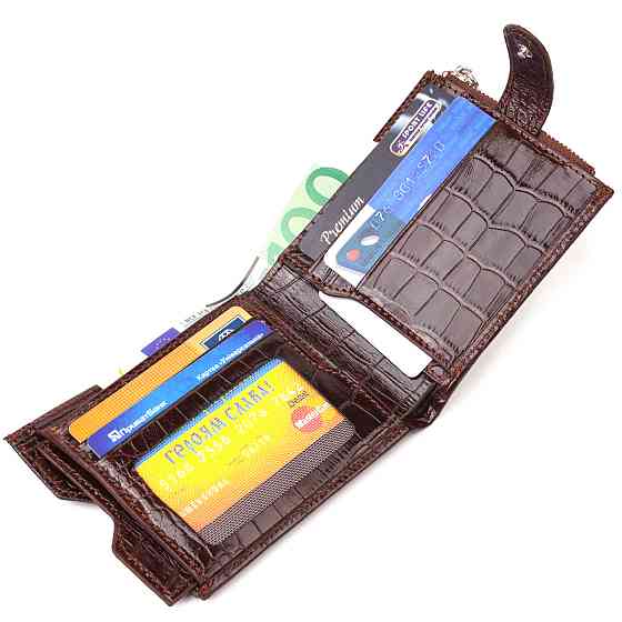 Горизонтальний чоловічий гаманець із натуральної фактурної шкіри CANPELLINI 21503 Коричневий Київ