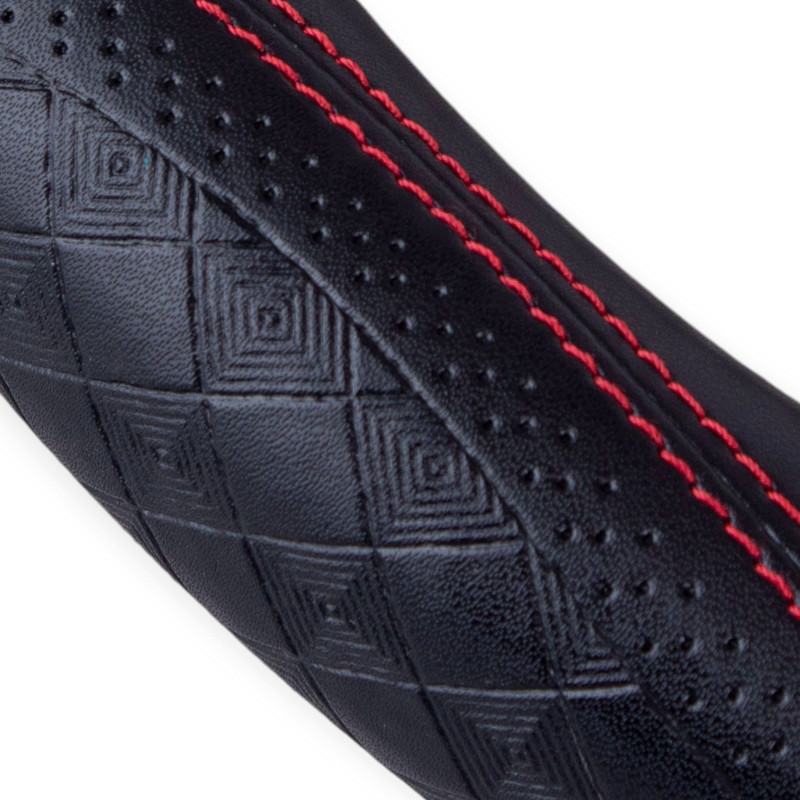 Чехол m кожа (37 - 39 см) черный перфор. вставка, один шов, белая основа VLOD-L2170 BK/RD руля Мукачево - изображение 1