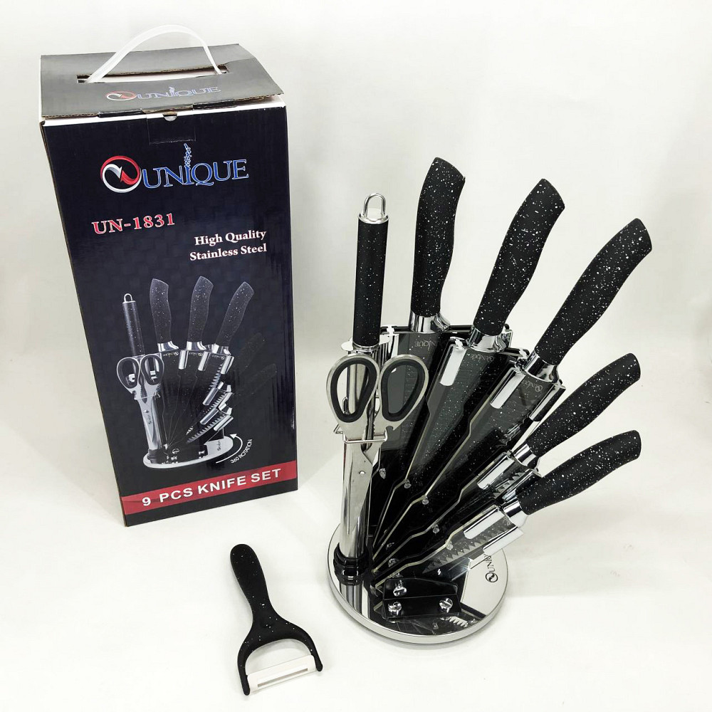 Набір ножів для приготування їжі UNIQUE UN-1831 9 шт, Набір ножиків для кухні Товари кухні ножі DP-20 Львів - фото 5