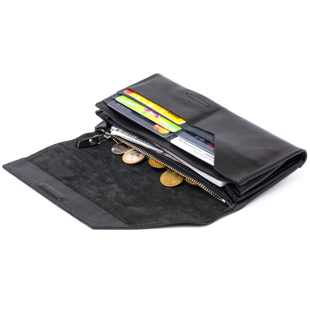 Горизонтальний клатч глянсовий на магніті GRANDE PELLE 11316 Чорний Київ - фото 9