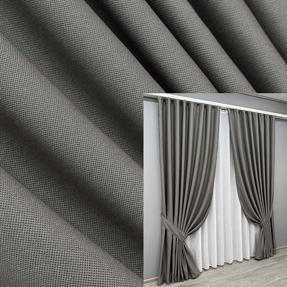 Комплект готових штор VR-Textil Рогожка TERRA LUXE № 1856ш Темно-сірий 100х290 см 2 шт (31-062) Київ - фото 1