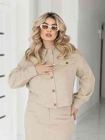 Жіночий костюм з мікровельвету Favorit 50-52, Бежевий Київ