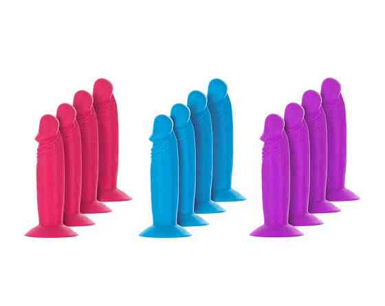 Набір фалоімітаторів ADDICTION Silly Willy 3.3” Silicone Dildo, 3 кольори, 12 шт Sex Aura Київ