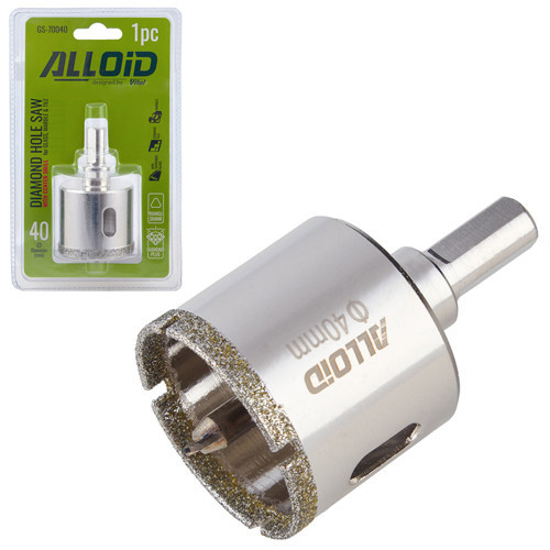 Свердло корончате алмазне по склу та кераміці 40мм з центрувальним свердлом Alloid Одеса - фото 1