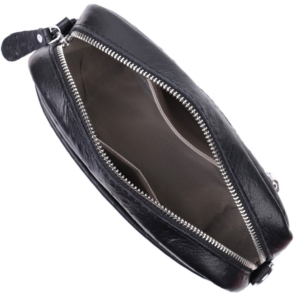 Фактурная сумка для женщин из натуральной кожи Vintage 22659 Черная Киев - изображение 9