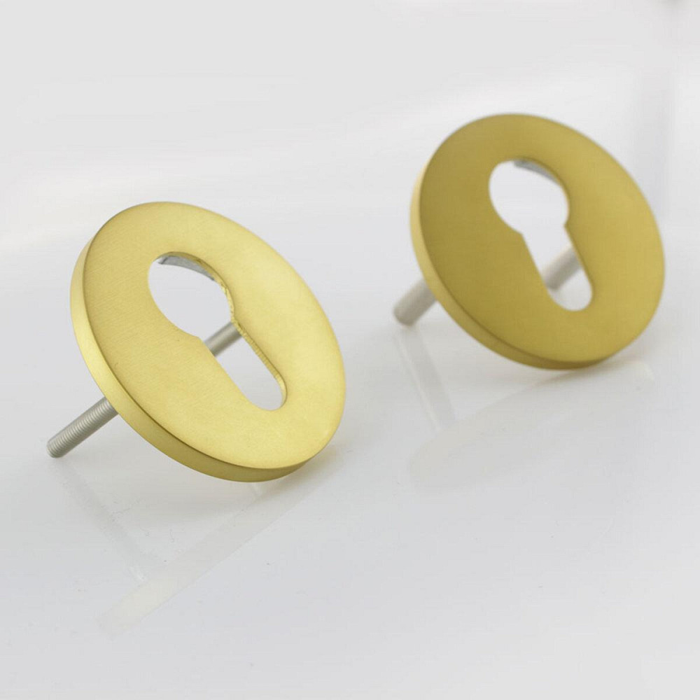 Дверна накладка під циліндр M&T Up/Down 095722 d54 mm TIN-A титан/латунь матова Київ - фото 3