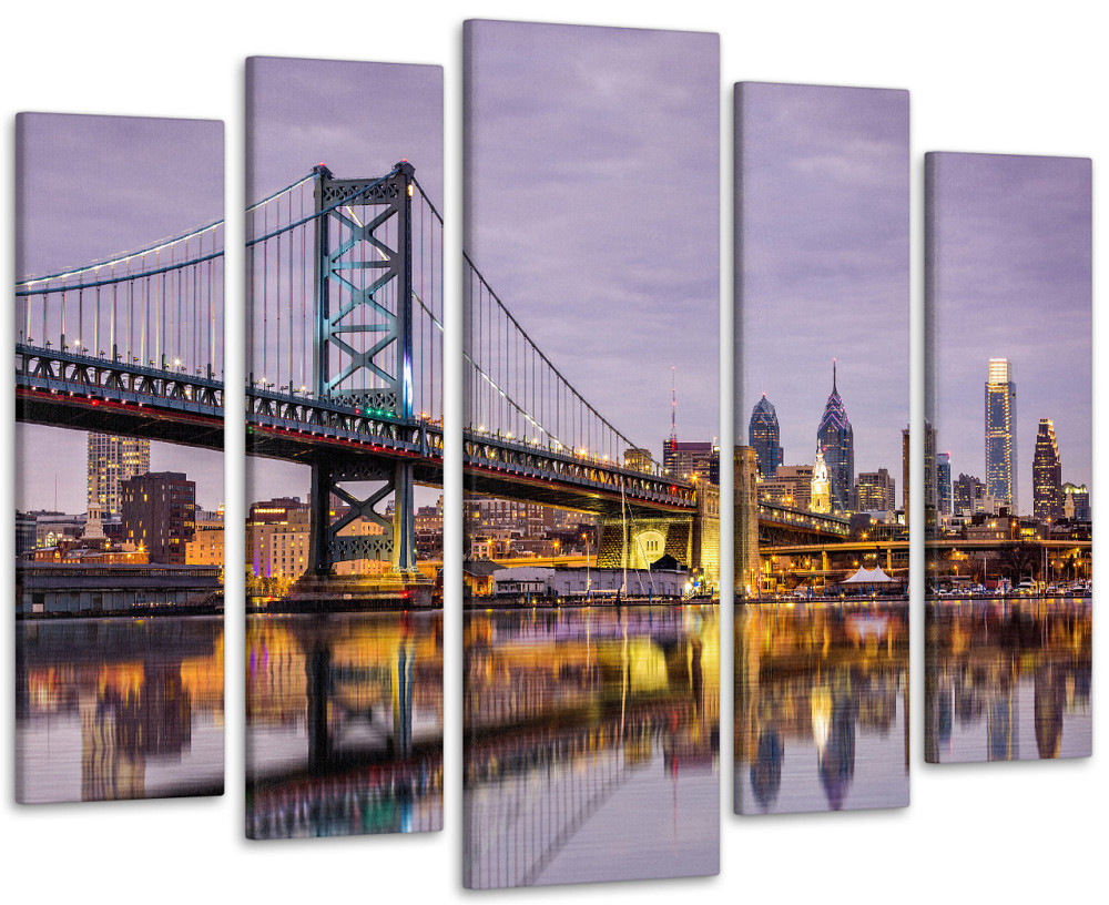 Модульная картина Ночной город Мост в Ню-Йорке Art-301_5 ( 80х118см ) 110x160 см Киев - изображение 1