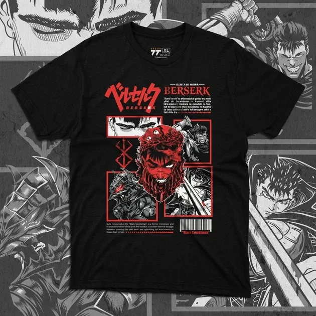 Футболка чоловіча з  принтом Берсерк Guts 2 Розмір 48 Anime0925 Дніпро - фото 1