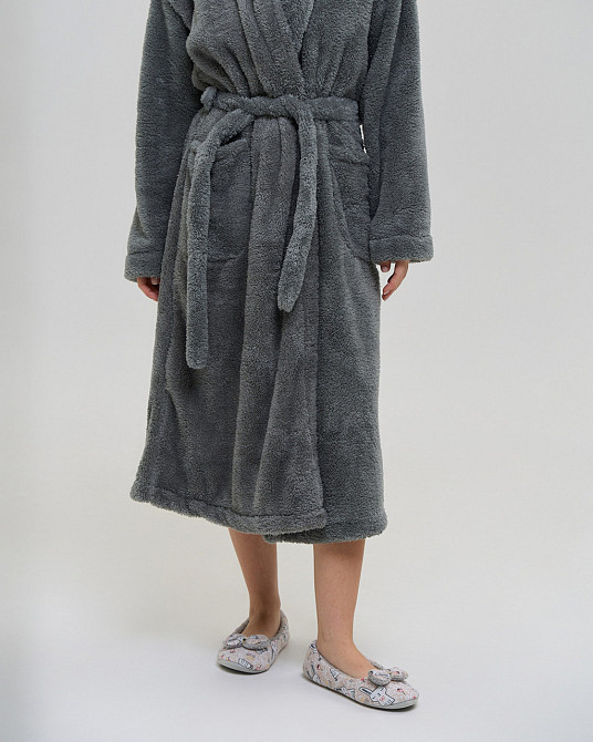 Теплий однотонний жіночий халат Nicoletta Queen — Велюрсофт 94118 M Київ - фото 3
