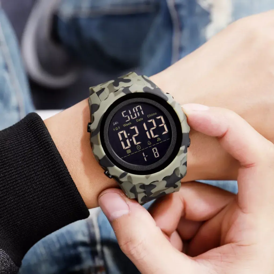 Спортивные наручные часы Skmei 1624 Зеленый камуфляж Винница