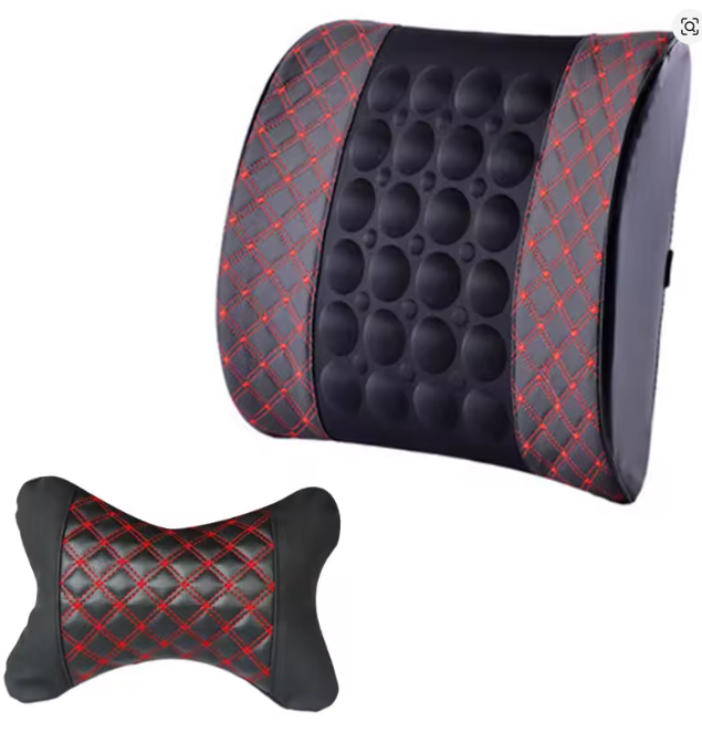 КОМПЛЕКТ!!! Массажная вибро подушка и ПОДГОЛОВНИК в авто, вибро упор для спины в автомобиль КРАСНАЯ прошивка Кременчуг - изображение 9