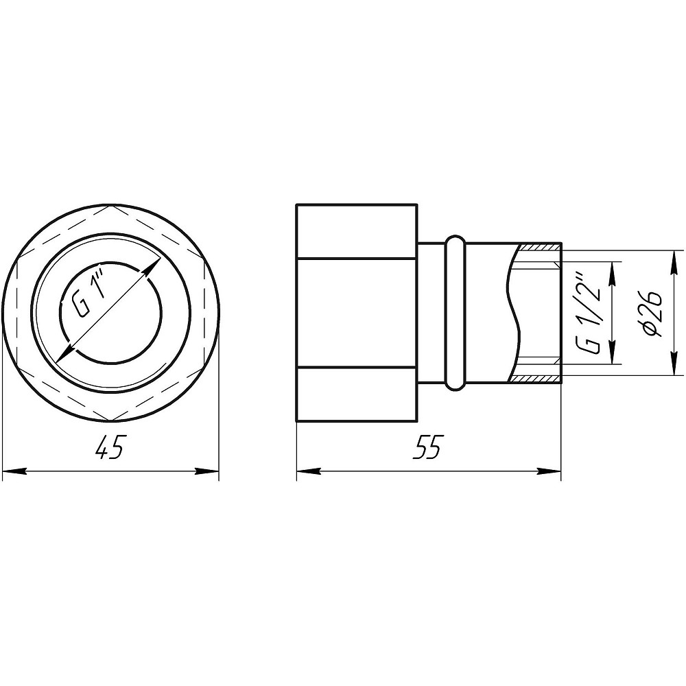 Муфта із внутрішньою різьбою прес APE ITALY AP 102 1″х26 Тернопіль - фото 3