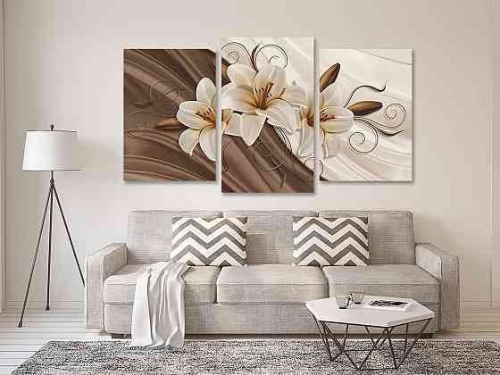 Модульна картина у вітальню/ спальню Лілії    Art-581_3 70x130 см Київ