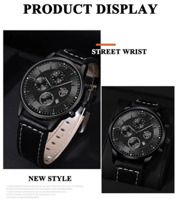 Подарочный набор для мужчин: 1наручные часы, 1 браслет и 1 ожерелье- диам 4,2 дл 22см шир рем 2см, без коробки Киев - изображение 6