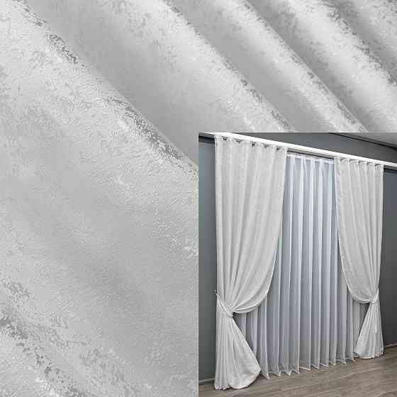 Комплект готових штор VR-Textil Жакард Мармур Al1 № 1300ш Білий 100х270 см 2 шт (31-573) Київ