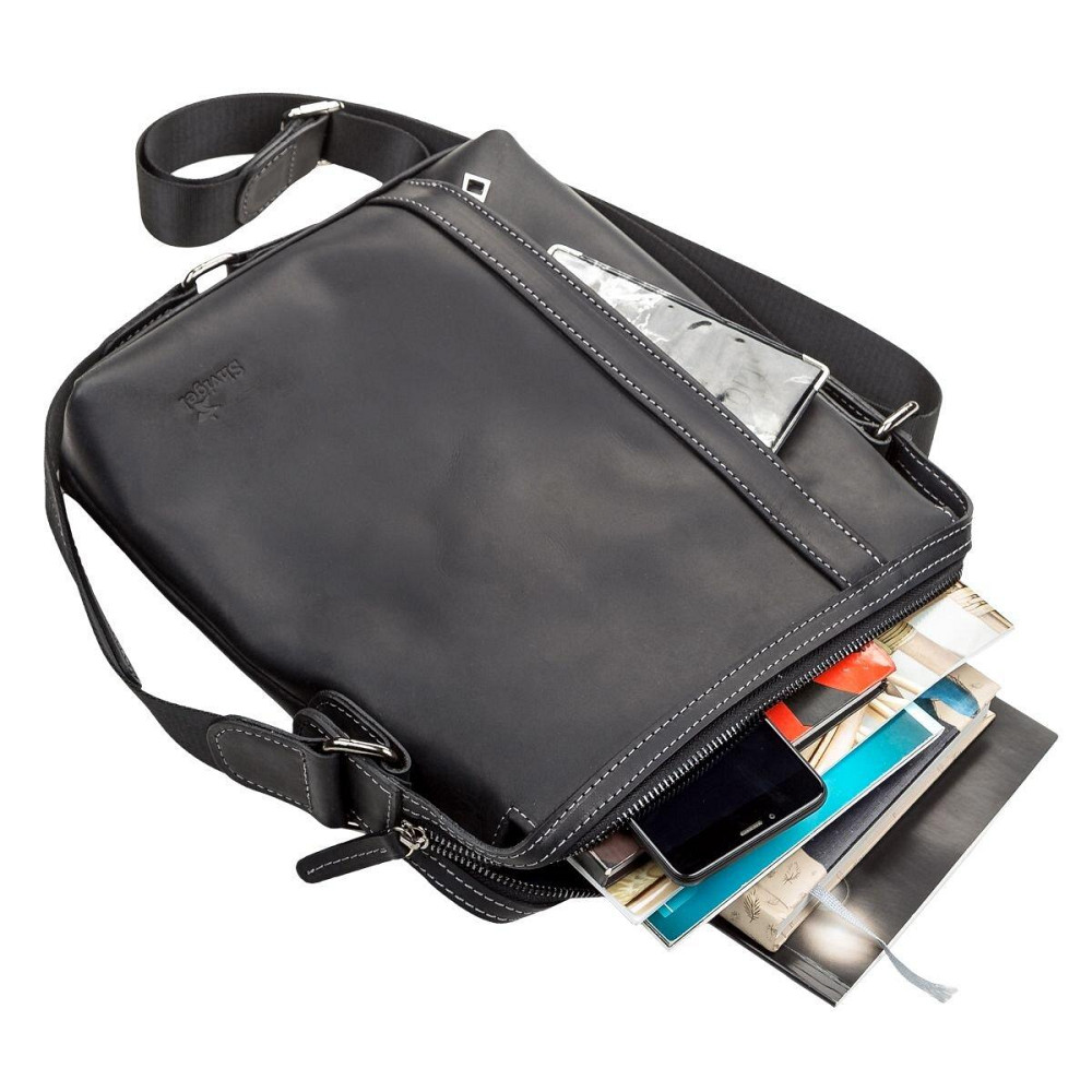 Сумка мужская SHVIGEL 11098 кожаная Черная Киев - изображение 6