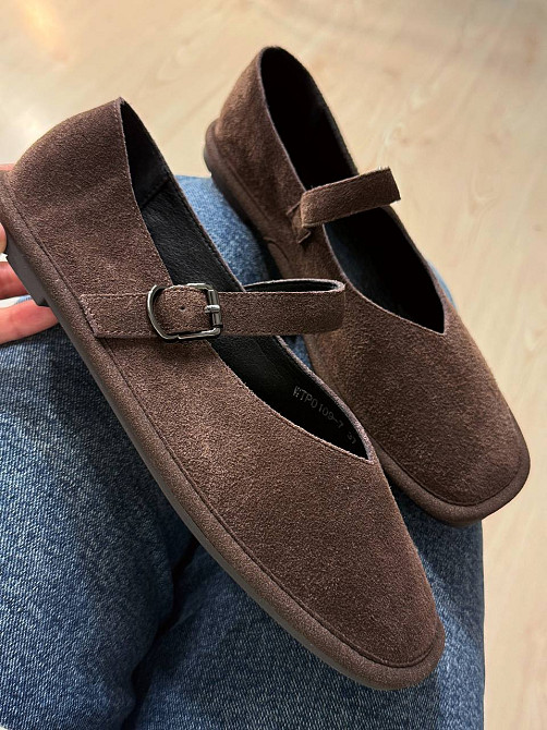 Балетки жіночі Meideli 0109-7 Mary Jane з ремінцем натуральна замша коричневі, 36, 23,5 см Київ - фото 2