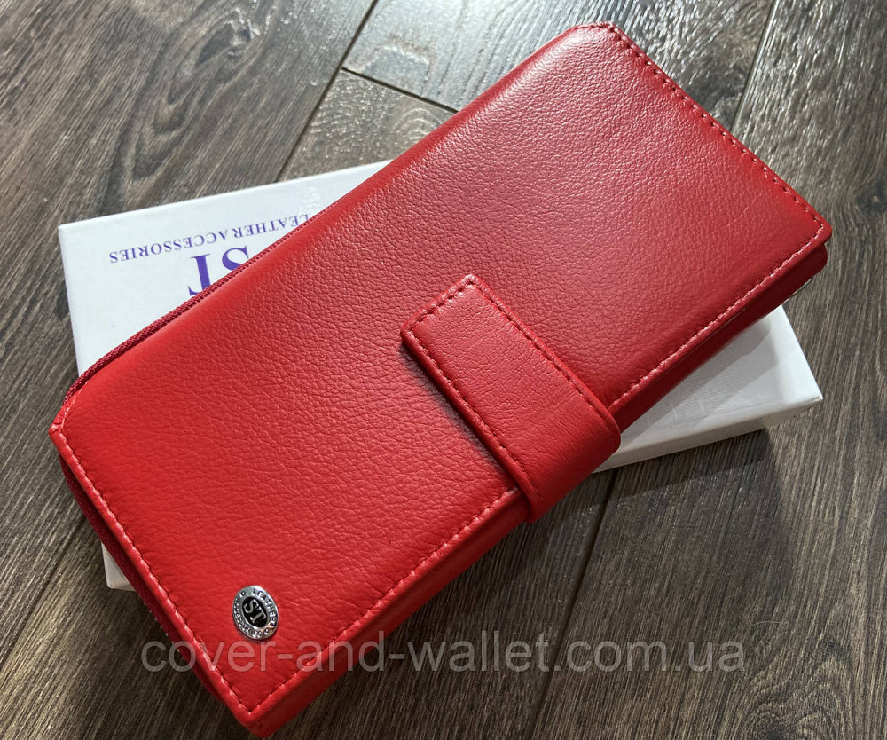 Яскраво-червоний жіночий шкіряний гаманець клатч ST 228 Київ - фото 1