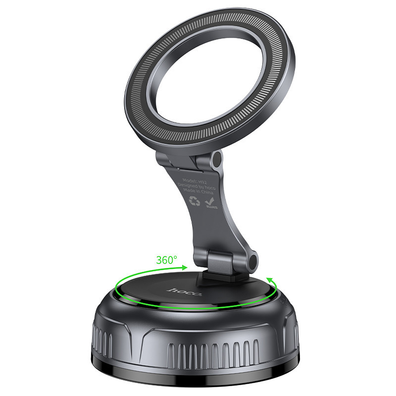 Автотримач для телефона HOCO H92 High vacuum suction cup magnetic holder(universal) Black Metal Gray Одеса - фото 9