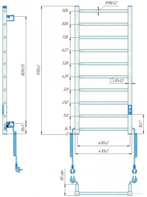 Електрична рушникосушка Hygge Family Leeds 970x430 білий мат Київ - фото 4