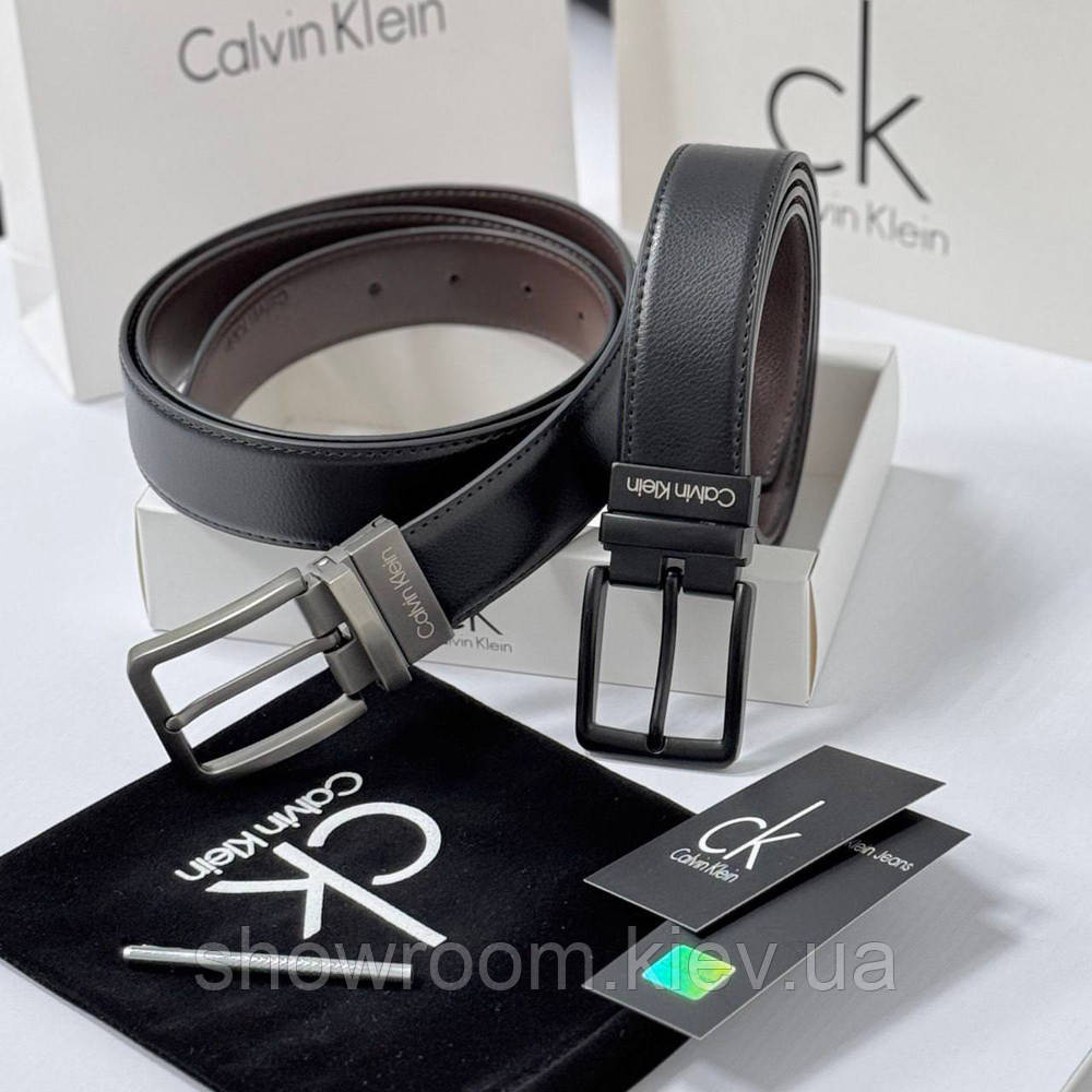 Двусторонний кожаный ремень в подарочной упаковке (452) черный/коричневый Киев - изображение 8