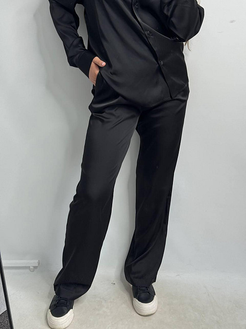 Жіночий шовковий костюм із штанами Чорний M/L Харків - фото 5