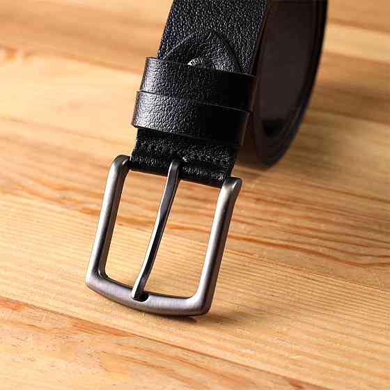 Надежный мужской ремень из натуральной кожи Черный (BOND) Киев