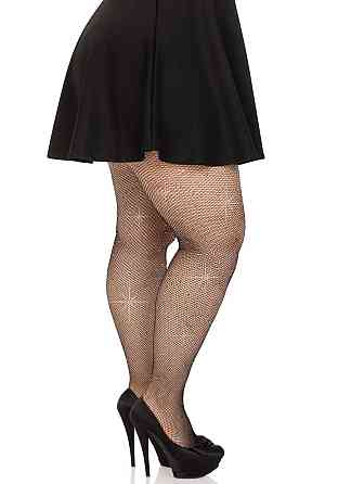 Колготки Leg Avenue Rhinestone micro net tights Plus size Black, мелкая сетка, стразы Sex Aura Киев