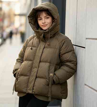 Детская зимняя куртка для девочки подростка 164 коричневая Николаев