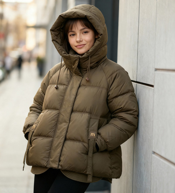 Детская зимняя куртка для девочки подростка 164 коричневая Николаев - изображение 4