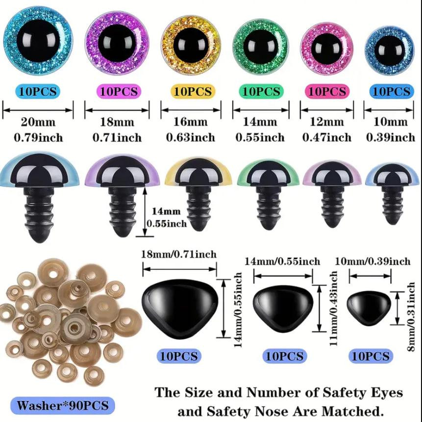 Набор глаз и носиков с шайбами для изготовления игрушек и кукол, разные размеры и цвета, набор 180 ш Киев - изображение 2