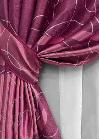 Комплект готовых штор VR-Textil Софт Лиана № 1920ш Малиновый 150х270 см 2 шт (33-0977) Киев