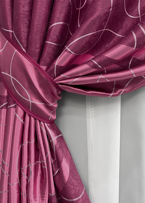 Комплект готовых штор VR-Textil Софт Лиана № 1920ш Малиновый 150х270 см 2 шт (33-0977) Киев - изображение 5