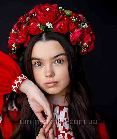 Ободок обруч з квітами "Піони великий вишневий" Кривий Ріг