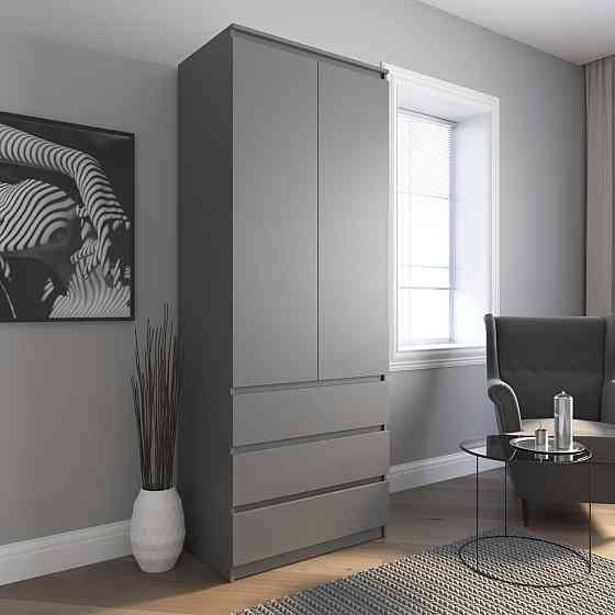 Шкаф для одежды VAYS R-9 Антрацит, 3 ящика, штанга, без ручек, ЛДСП, 80×50×211 см – для спальни, гостиной, прихожей Львов