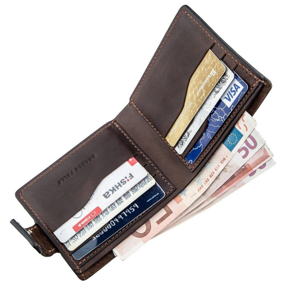 Тонке шкіряне портмоне унісекс GRANDE PELLE 11220 Коричнева Київ - фото 6